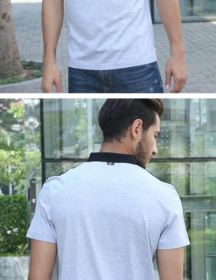 IWODE / Evo mùa hè màu mới tương phản áo sơ mi POLO trung niên nam tay ngắn áo thun ve áo màu cotton rắn T áo thương hiệu áo polo nam hàng hiệu