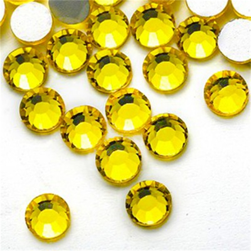 【1440 Pieces】Domestic Flat-Back Rhinestones, National Trade A-Grade Rhinestones, Lemon Yellow Nail Art Rhinestones, Water Diamonds, Round Rhinestones for Mobile Phone Decoration