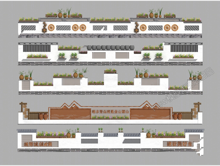 图片[11]-新中式美丽新农村旅游乡村民俗宿文化景墙围墙入口3D模型3dmax-cg男孩