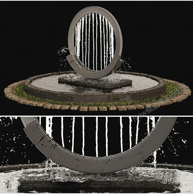 图片[14]-商业广场3DMAX模型现代欧式喷泉喷池水景水柱水帘瀑布流水3D模型-cg男孩