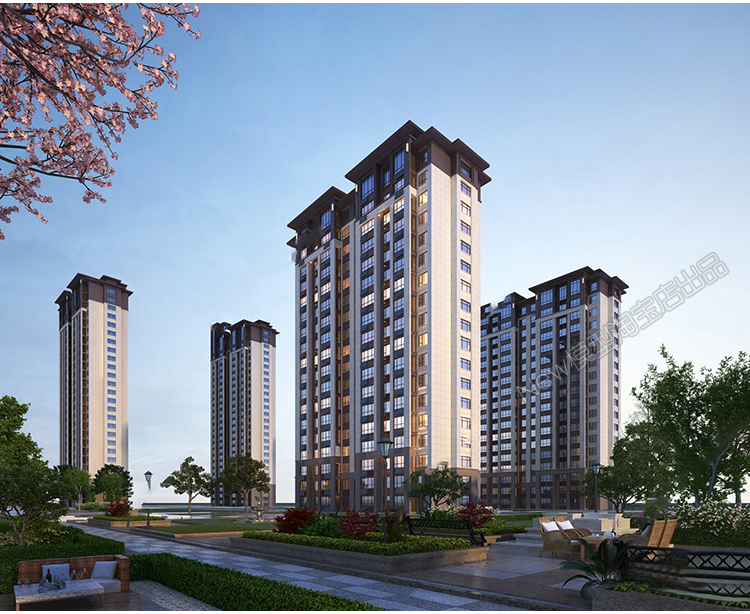 图片[21]-小区高层住宅楼花园室外建筑景观外观鸟瞰公寓日景3D模型库3dmax-cg男孩