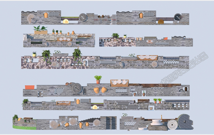 图片[4]-新中式美丽新农村旅游乡村民俗宿文化景墙围墙入口3D模型3dmax-cg男孩