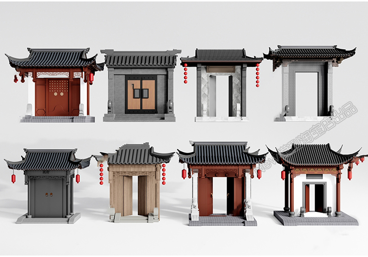 图片[11]-新中式大门别墅居家庭院门院落庭院门头门面入口3D模型库3dmax-cg男孩