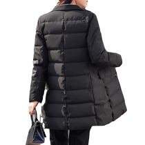 Black mid-length down jacket for women 2024 new winter front desk sales professional jewelry store work clothes winter coat