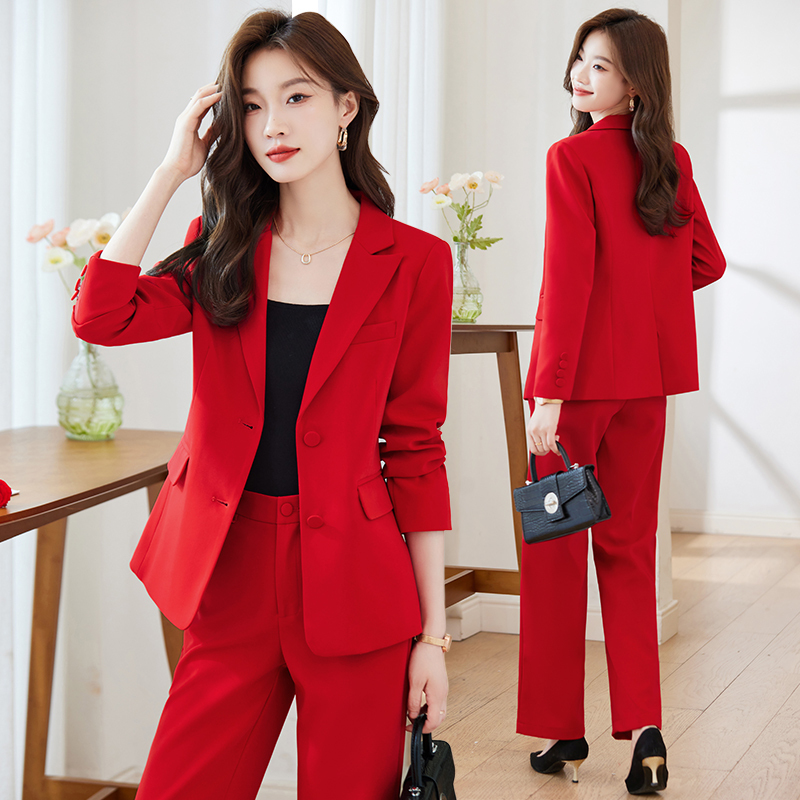 High-End Red Suit Set for Women, Spring 2026 New Fashion, Petite Formal Workwear, Professional Suit Jacket