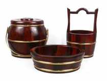 Mahogany ornaments Laos red rosewood dragon and phoenix three-piece set of wish-fulfilling children and grandchildren bucket wedding dowry gift