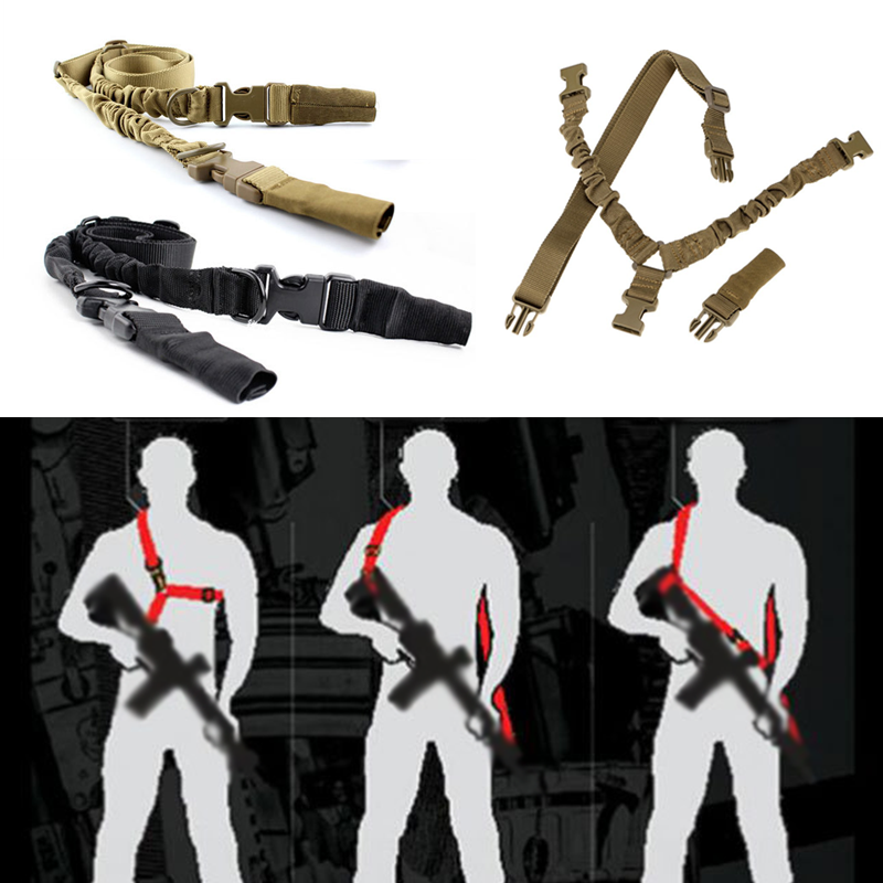 American Double Point Tactical Gun Rope Single Point Nylon Hanging Rope Single Eye Multifunction Outdoor Task Rope Two Points Tactical Holding Baby Bag