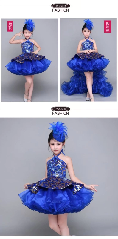 2018 cô gái mới công chúa váy công chúa mẫu catwalk fluffy váy chủ trang phục dạ hội trẻ em váy cho bé gái 10 tuổi