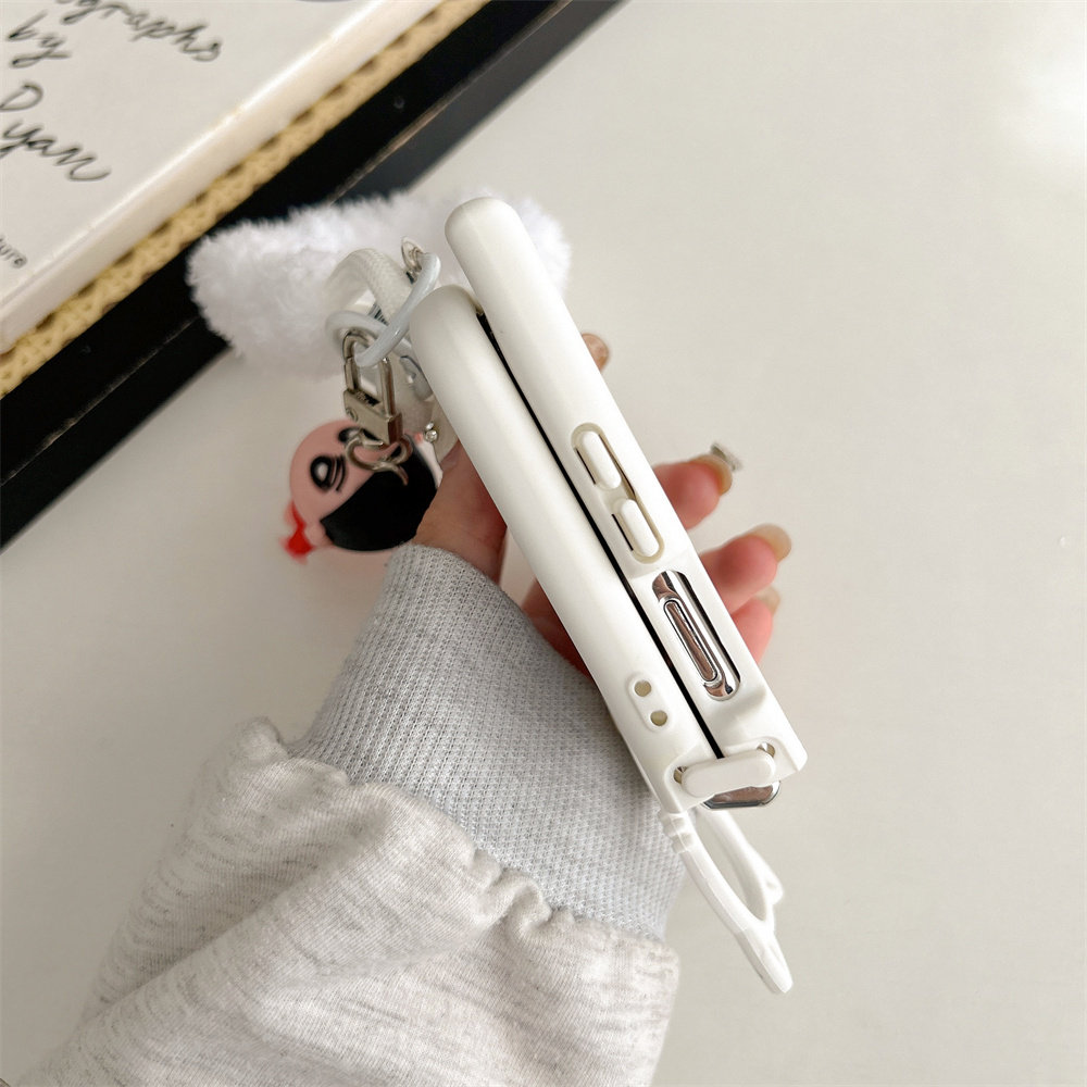 Suitable for Samsung Zflip5 Phone Case Zflip 40% off Stackable Phone Protective Case with 3D Cat Ears Cartoon Cute Zflip4 Silicone Soft Case Zflip3 New Crayon Shin-Chan Style for Men and Women with Lanyard