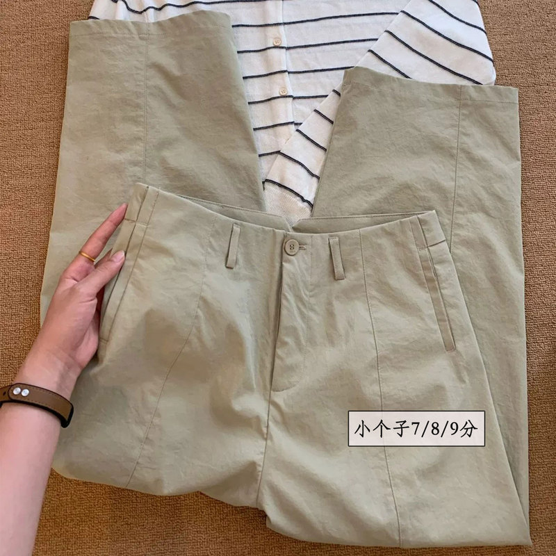 145cm Short Women's Comfortable Relaxed Fit Cropped Pants, Spring and Summer Thin Style, 150cm Loose Casual Straight-Leg Walking Pants