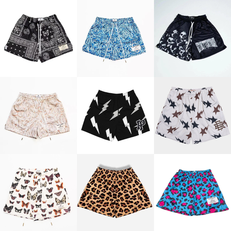 New Leopard Print American-Style Knee-Length Shorts, Loose and Breathable Quarter-Length Pants, Sports Casual Basketball Running Mesh Pants