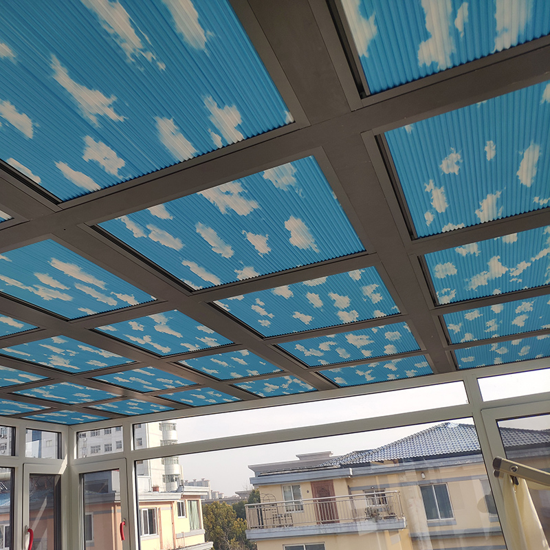 Greenhouse sunshade roof curtain curtain hand-pulled glass room insulation honeycomb curtain ceiling curtain sunscreen sunroof thickening shading