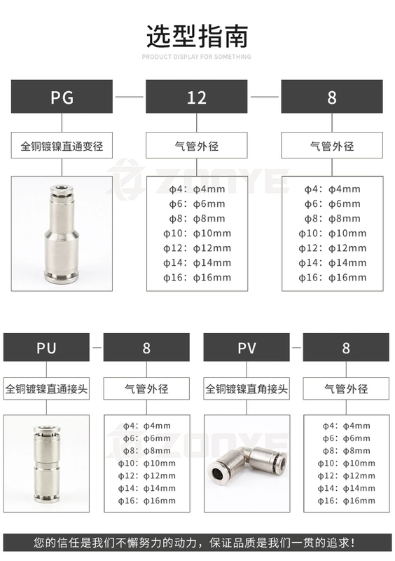 ống nối khí nén Khớp nối nhanh khí nén chịu nhiệt độ cao và áp suất cao chống ăn mòn có đường kính thay đổi tất cả các khớp nối ống khí mạ niken đồng PU/PG6/8/10 nối nhanh khí nén đầu nối máy nén khí