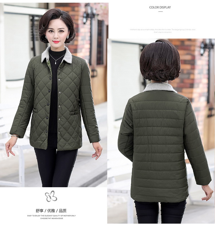 Áo khoác cotton mùa đông cho người đàn ông trung niên Áo khoác lông cho người trung niên 40-50 tuổi Áo nữ mùa thu và áo khoác cotton mùa đông mẫu váy cho người trung tuổi