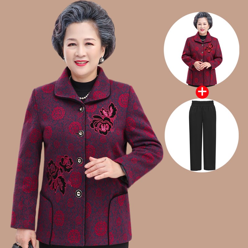 Middle-Aged and Elderly Women's Clothing, Grandma's Spring Coat, 60-Year-Old Mother's Winter Clothing, New Spring and Autumn Styles, 70-Year-Old, 80-Year-Old Wife's Clothing, Elderly Clothes