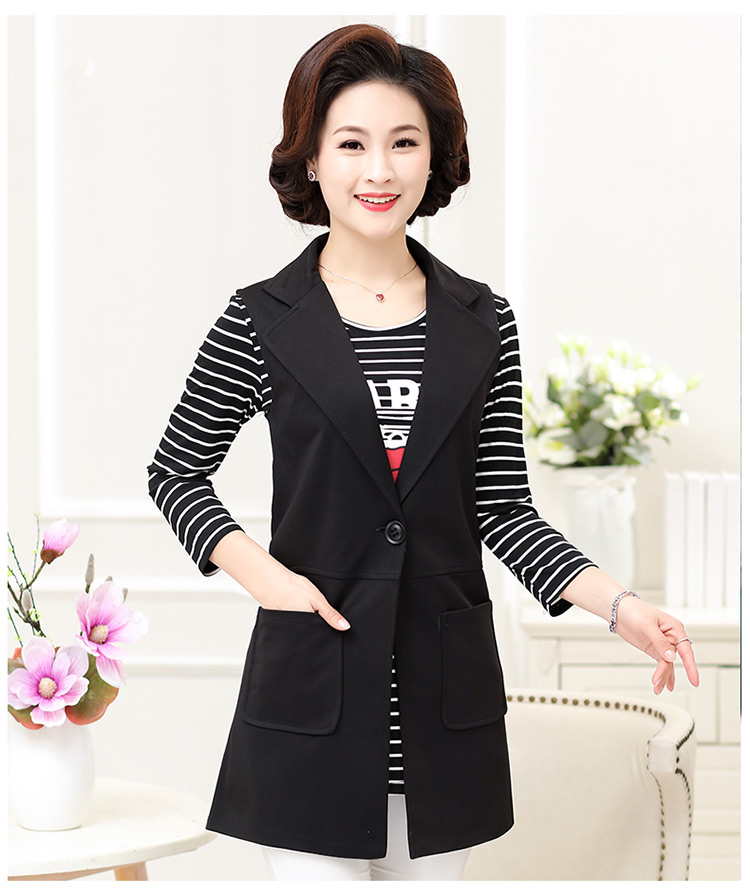Áo vest nữ trung niên mùa xuân và mùa thu mới dành cho phụ nữ trung niên mùa thu áo khoác lỏng lẻo của mẹ đầm nữ trung niên