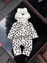 Baby beige lion jumpsuit spring and autumn Q4 baby ha clothes cotton climbing clothes newborn hooded bag