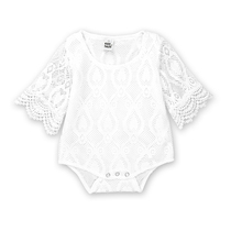 Baby lace half-sleeve triangle ha clothes summer S4 girls baby one-year-old jumpsuit flared sleeve bag butt clothes climbing clothes