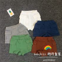 Baby shorts summer bread pants N4 baby children open pants hidden blue Korean version of childrens sports cotton pants