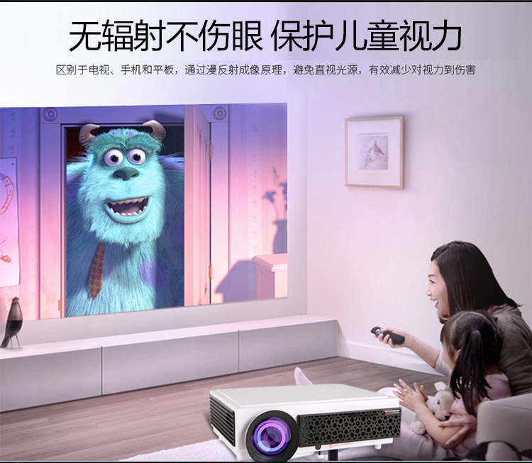 Máy chiếu led gia đình Máy chiếu TV 3D không dây wifi ngày 1080P HD Android Internet màn hình rộng - Máy chiếu