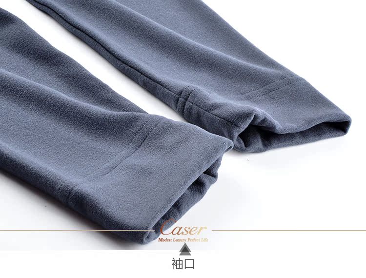 Caesar caser nam đồ lót nhiệt ngọn nhung lông cừu hai mặt đứng cổ áo dài tay áo dây kéo áo thun AE80828 áo lót nam basic