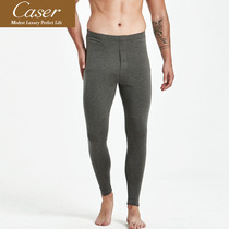 Caesar caser mens double layer warm pants Autumn and winter Xinsi special knee care velvet high waist elastic cotton medium thick autumn pants underwear