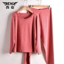 ye womens thermal underwear set double-sided bulge velvet lace V collar fat sister large size autumn clothing line underwear E146