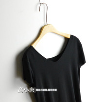 Ms. Short-sleeved Summer Stretch Thin Round V-neck Two-sided Wearing Intractable Cotton Half-Sleeve Bottom T-Shirt 9262