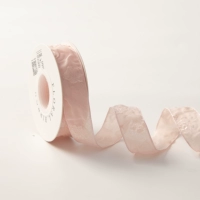 Розовая лента, 2.5см, в цветочек