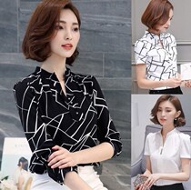 Blouse Women Long Sleeve 2021 New Women Korean Printed Chiffon Shirt Plus Size Slim Shirt Joker Base Top