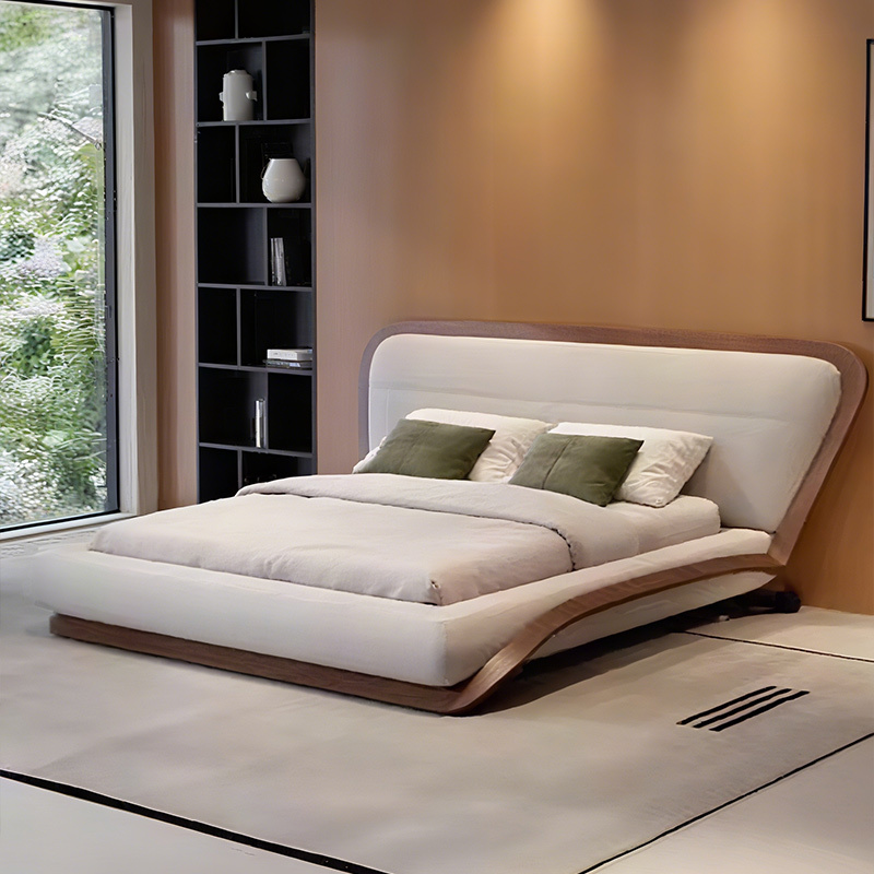 2026 New Model Mid-Century Style Simple Modern Solid Wood Bed for Guesthouses, Hotels, Villas, Living Rooms, Bedrooms, Double Bed, Large Bed