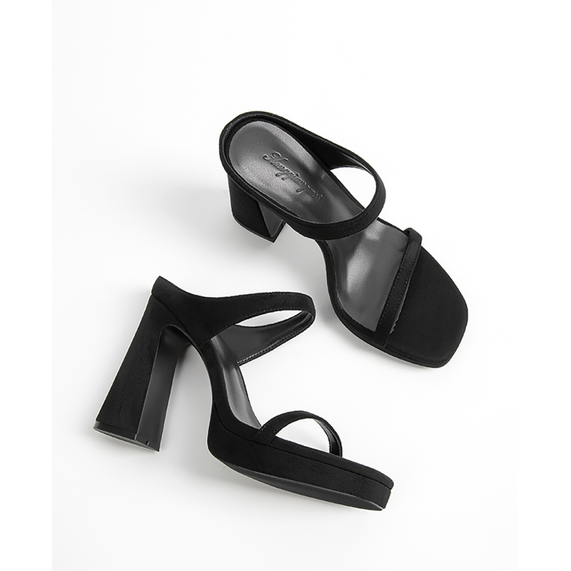 【10Cm Taller】High-Heeled Sandals with Thick Soles and Waterproof Platform for Women in Summer 2025, Chunky Heel, Single Strap High Heels