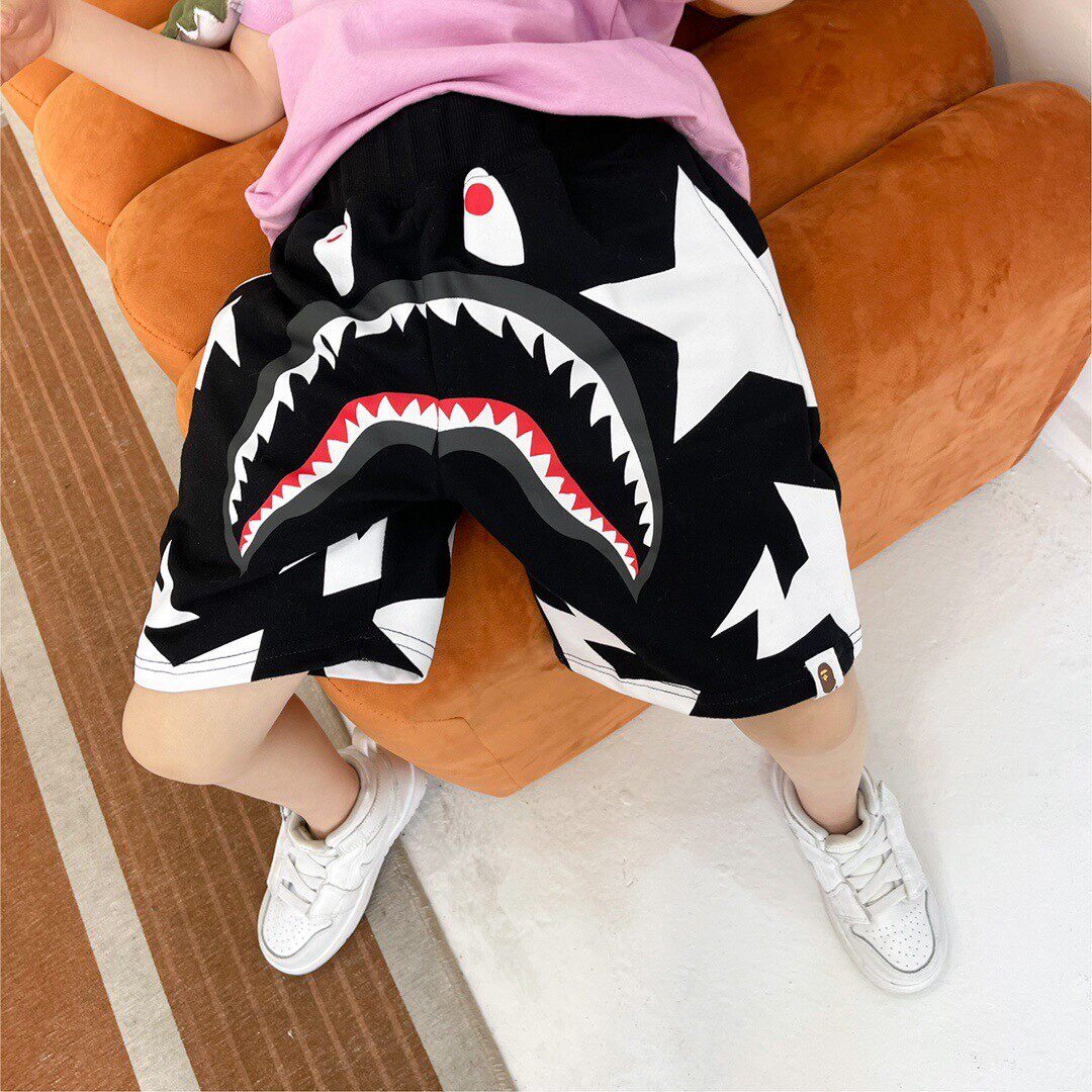 Japanese Tide BAPE Children's Clothing 21 New Ape Head Boy and Girls Cotton Casual Five Shark Handsome Shorts