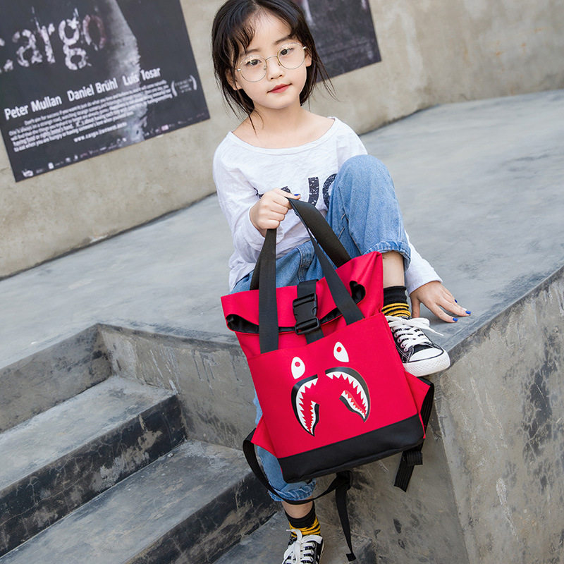 Japanese Tidal Wave BAPE Day Shark Children School Bag Kindergarten Male Baby Girl Twin Shoulder Bag Tide