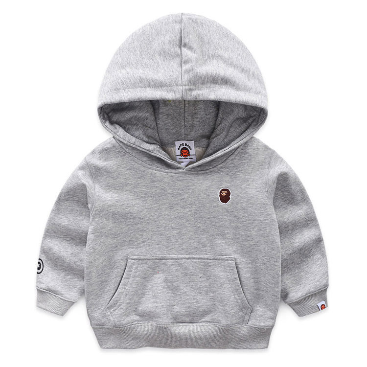 BAPE boys cartoon letter printing cotton long-sleeved T-shirt hooded sweater autumn