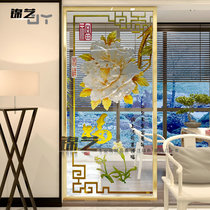 Custom neoclassical decorative art glass carved tempered transparent screen living room porch dining room partition wall screen