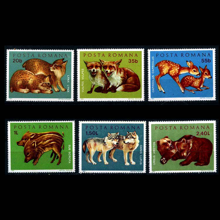 Animal stamps * Romania 1972 canine dog deer bear 6 brand new YB0701 *XP