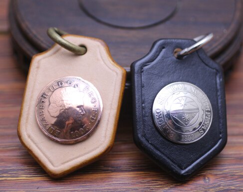 Imported Vegetable Tanned Leather Head Cow Leather Handmade Custom Key Card Decorative Leather Truffle Real Coin Clasp Decoration