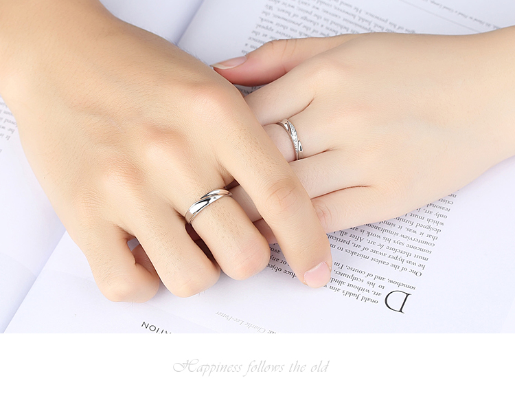 Cặp nhẫn nữ trang sức bạc 925 sterling đơn giản cá tính nam nữ trên nhẫn Nhật Bản và Hàn Quốc một cặp quà tặng cuộc sống học chữ nhẫn cưới
