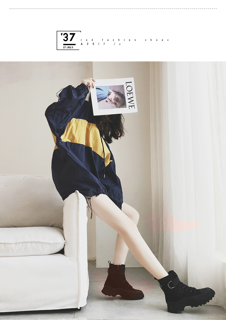 Người đàn ông nhỏ bé màu đỏ ins Martin ủng nữ ngắn nữ trẻ em 2018 mới lưới màu đỏ đôi giày nữ mùa thu cao giúp Anh dày đáy giày boot nữ cổ cao màu trắng