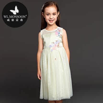 中长款女童连衣裙秋2016新款儿童礼服纱裙中