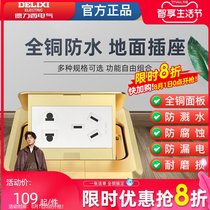 Delixi ground socket All copper waterproof ground plug pop-up ground plug socket Invisible ground plug ground socket