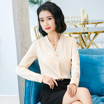 White shirt womens formal 2021 new non-ironing loose temperament fashion long-sleeved business suit Chiffon shirt suit