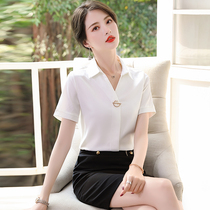 High-end professional suit temperament goddess fan beautician reception front desk fashion dress shirt summer