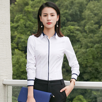 Shirt womens design sense niche 2021 spring and autumn new professional tooling long-sleeved white square collar top retro port flavor