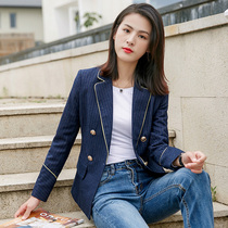 Small blazer womens 2021 autumn new Korean slim fashion British retro style striped suit top tide