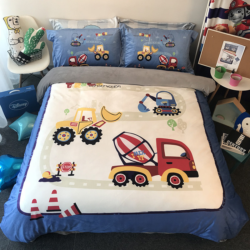 Baby velvet coral fleece children's bed three-piece set boy 1 5m1 35 dinosaur thickened bed sheet quilt cover four-piece set