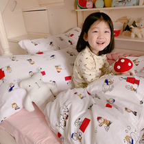 Nordic style simple cute boy girl student 1 35m0 9m child mother bed cotton childrens bed four-piece set