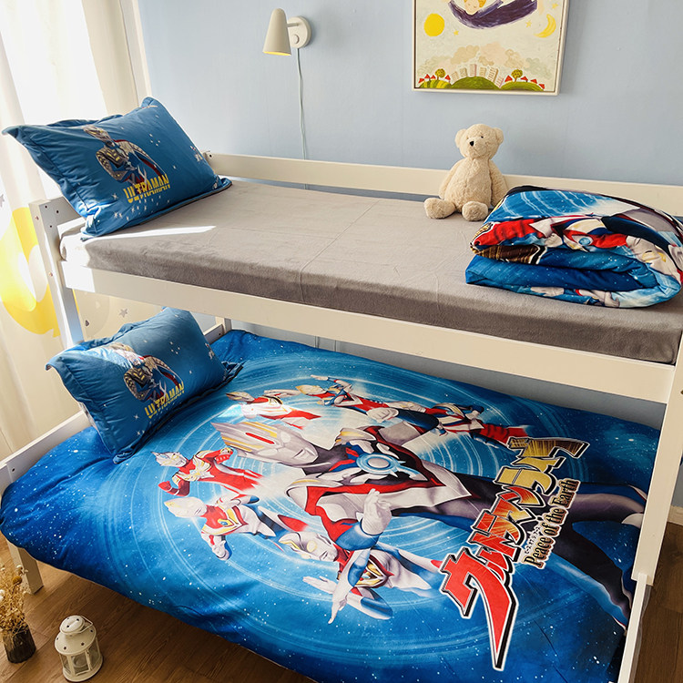 Ottman Milk Suede Bed in three sets up and down Children's cartoon bed Four pieces of boy Coral Suede Bed