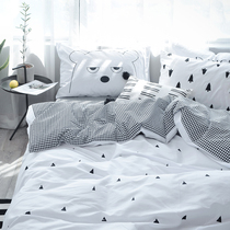ins Nordic style small fresh cotton bed four-piece childrens cotton bed cover boy boy 1 2 m 1 5m